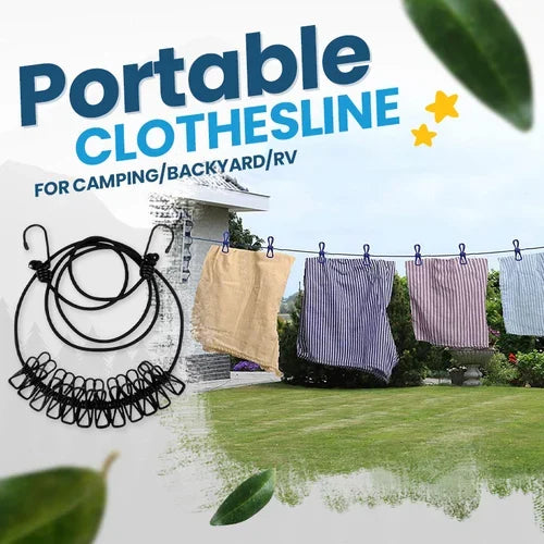 Portable Clothesline for Camping/Backyard/RV [Pack of 2]